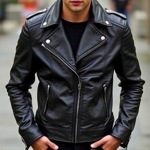 Giacca in pelle biker, taglio aderente e dettagli rock per un look grintoso e di tendenza